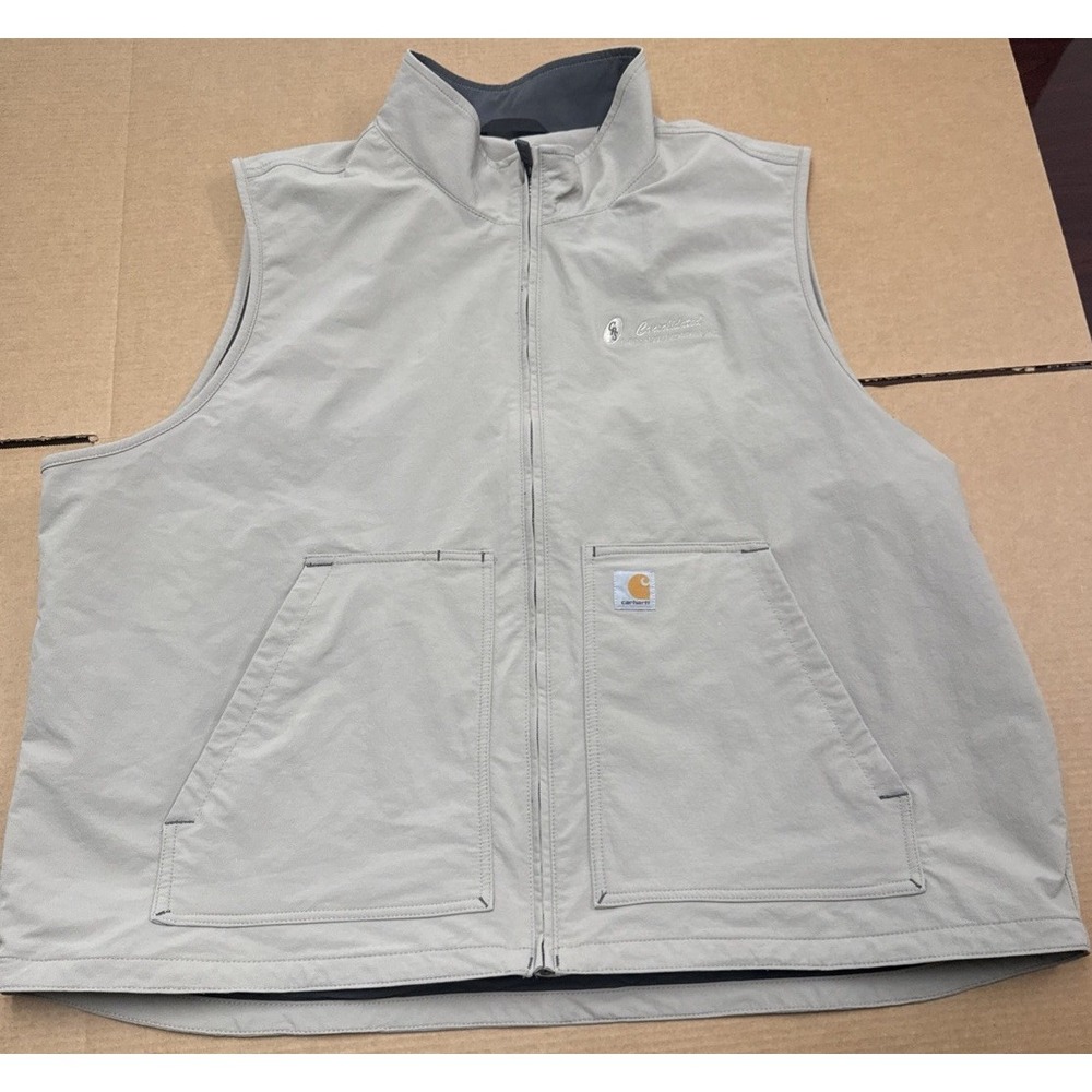 Carhartt Vest Mens 3XL Greige Relaxed Fit Super Dux Softshell Perf Full Zip LOGO